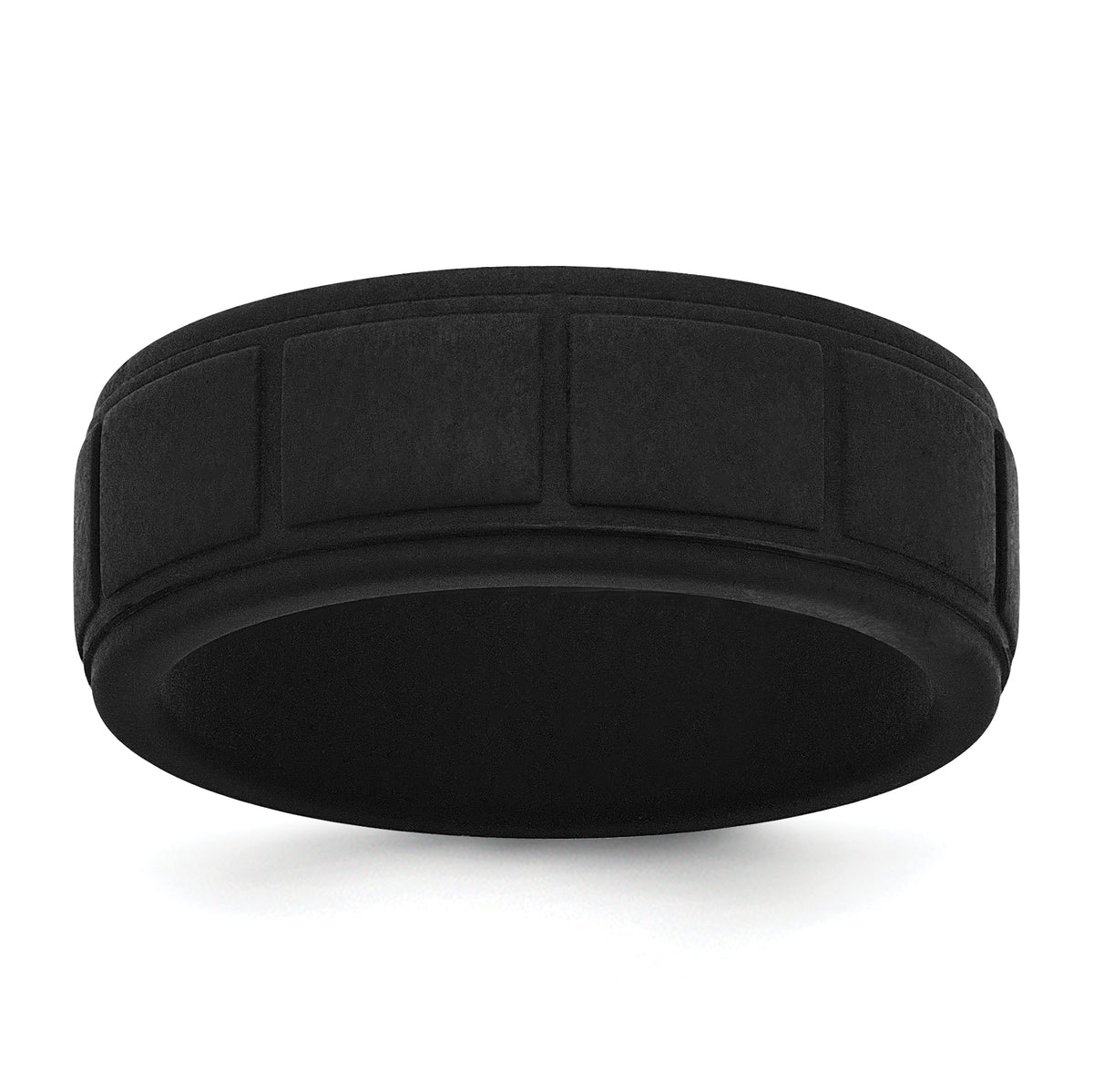 Silicone Black 8mm Grid Pattern Band