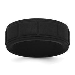 Silicone Black 8mm Grid Pattern Band