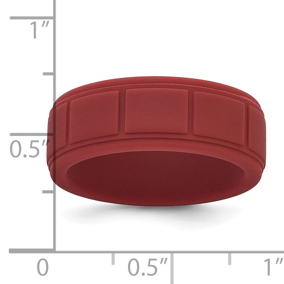 Silicone Dark Red 8mm Grid Pattern Band