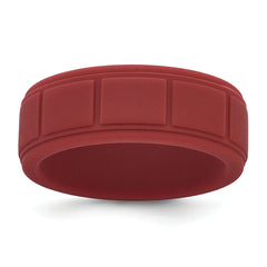 Silicone Dark Red 8mm Grid Pattern Band