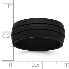 Silicone Black 8.50mm Grooved Band