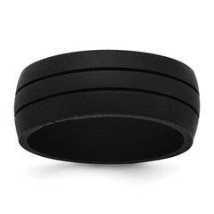 Silicone Black 8.50mm Grooved Band