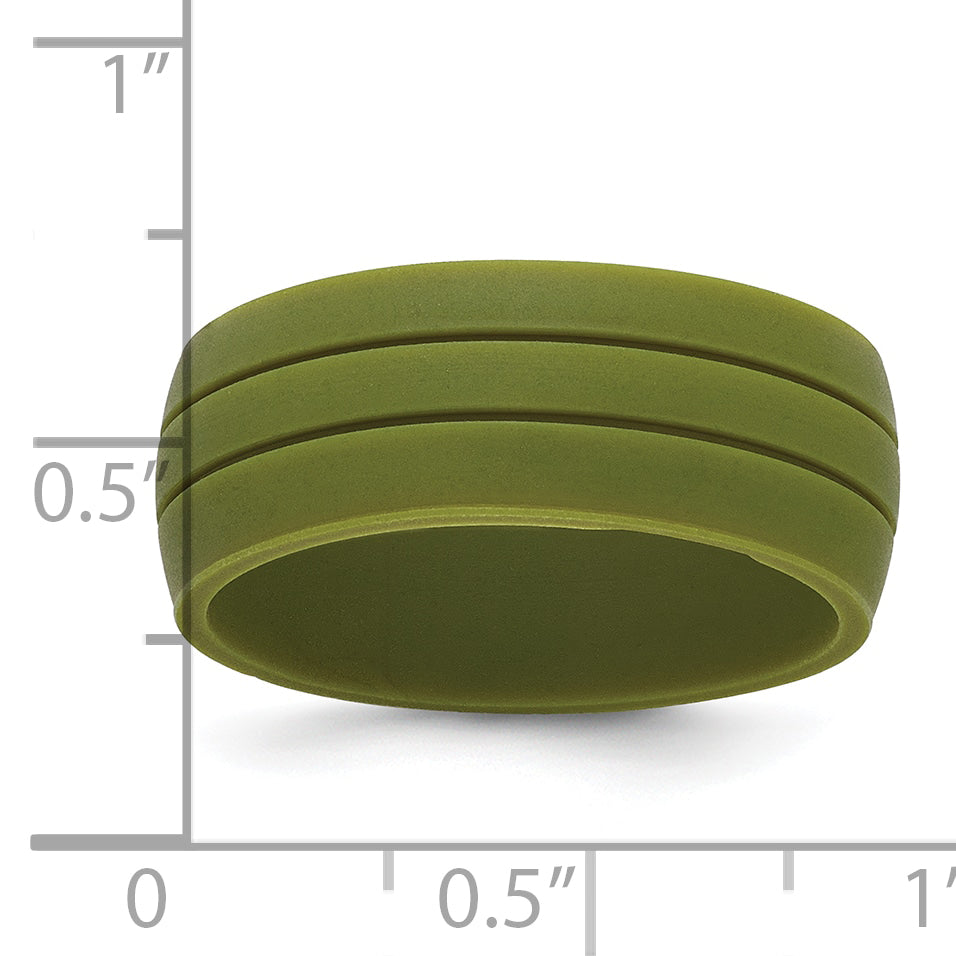 Silicone Olive Green 8.50mm Grooved Band