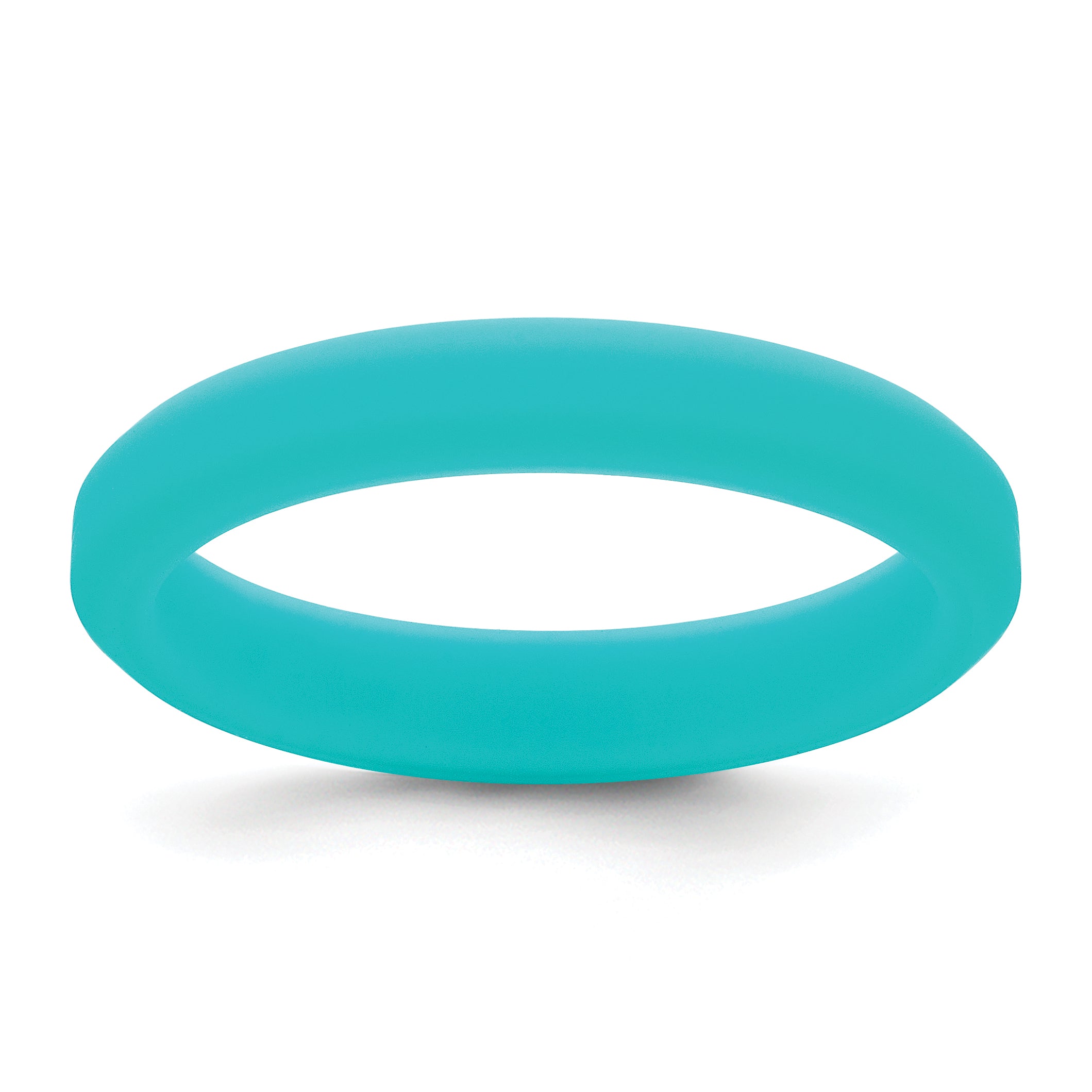 Silicone Aqua Blue 4mm Ridged Edge Band