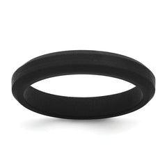 Silicone Black 4mm Ridged Edge Band