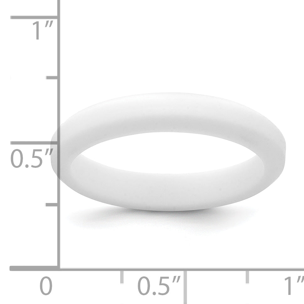 Silicone White 4mm Ridged Edge Band