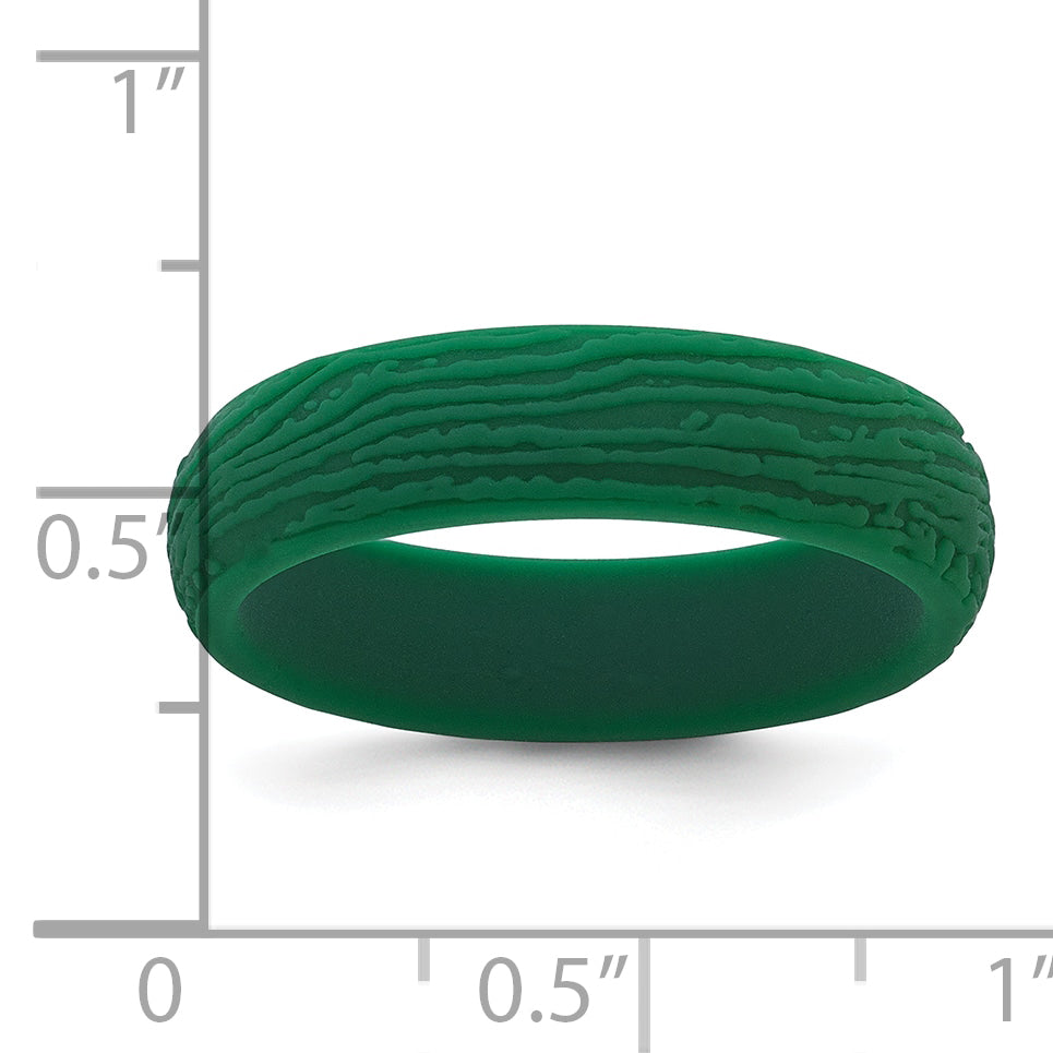 Silicone Hunter Green 5.70mm Wood Grain Pattern Band