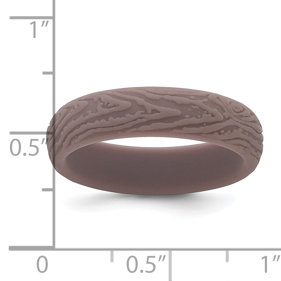 Silicone Light Brown 5.70mm Wood Grain Pattern Band