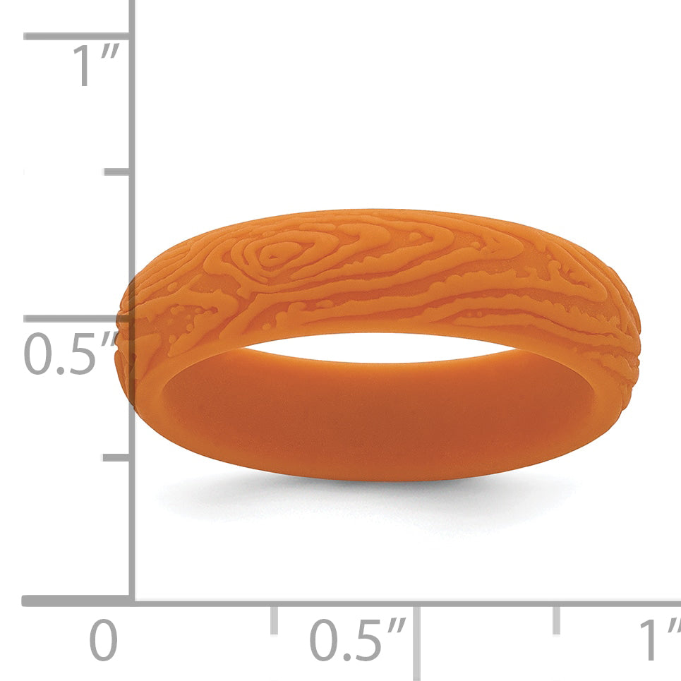 Silicone Pumpkin Orange 5.70mm Wood Grain Pattern Band