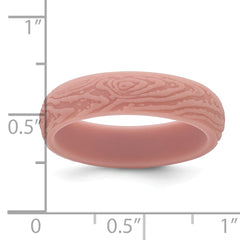 Silicone Rose Pink 5.70mm Wood Grain Pattern Band