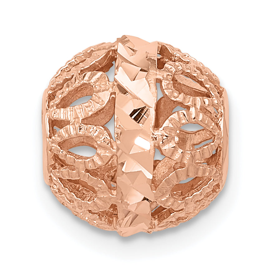 14K Rose Gold Diamond-cut Filigree Ball Chain Slide