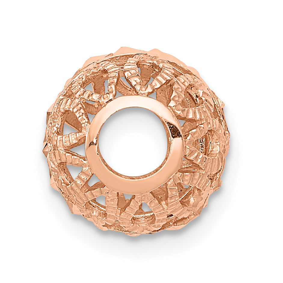 14K Rose Gold Diamond-cut Filigree Ball Chain Slide