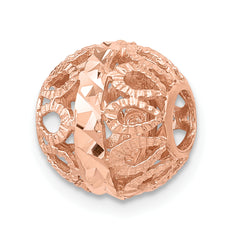 14k Rose Gold Diamond-cut Filigree Ball Chain Slide