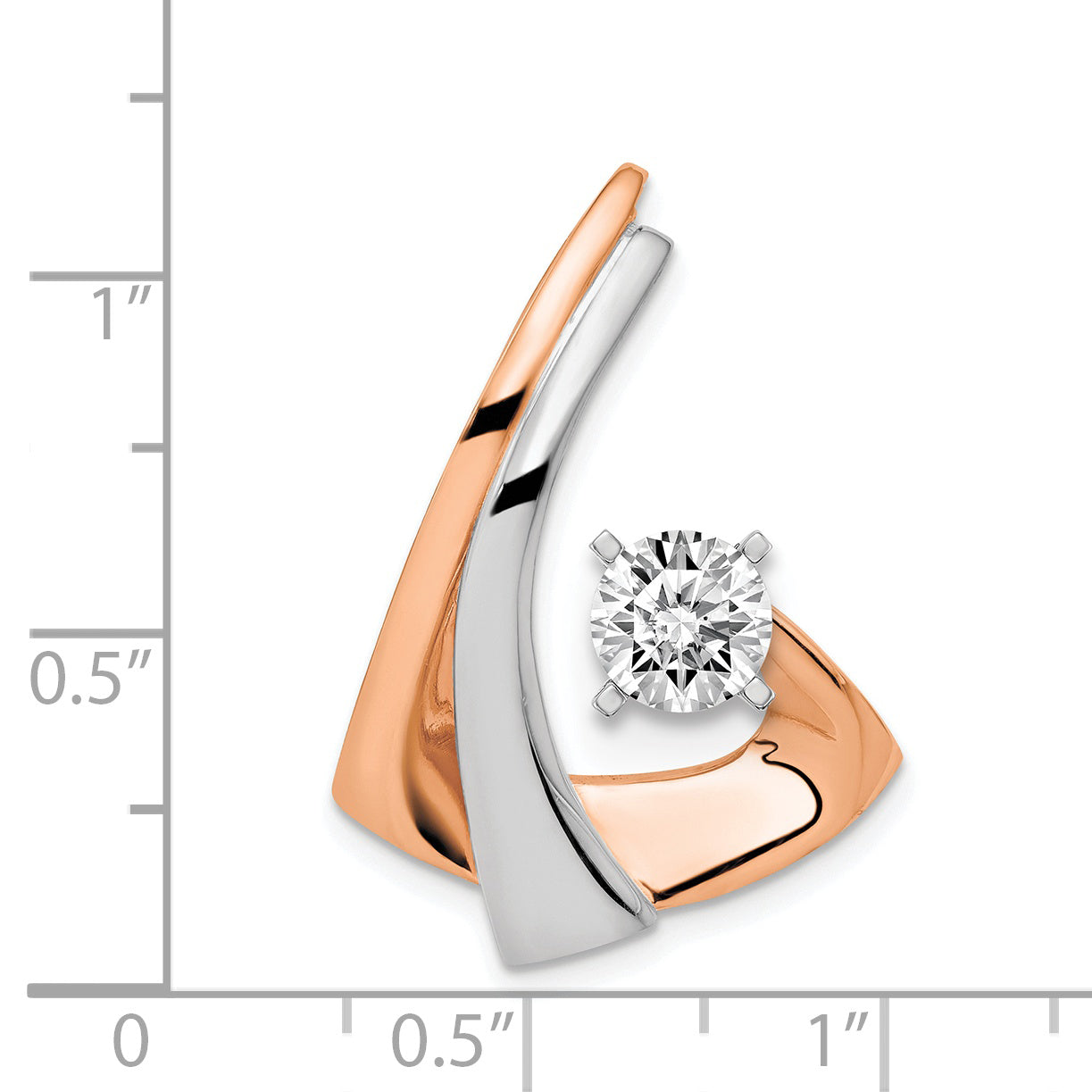 14K W & Rose Omega Slide With Peg Fits up to 2mm, 6mm Reversible