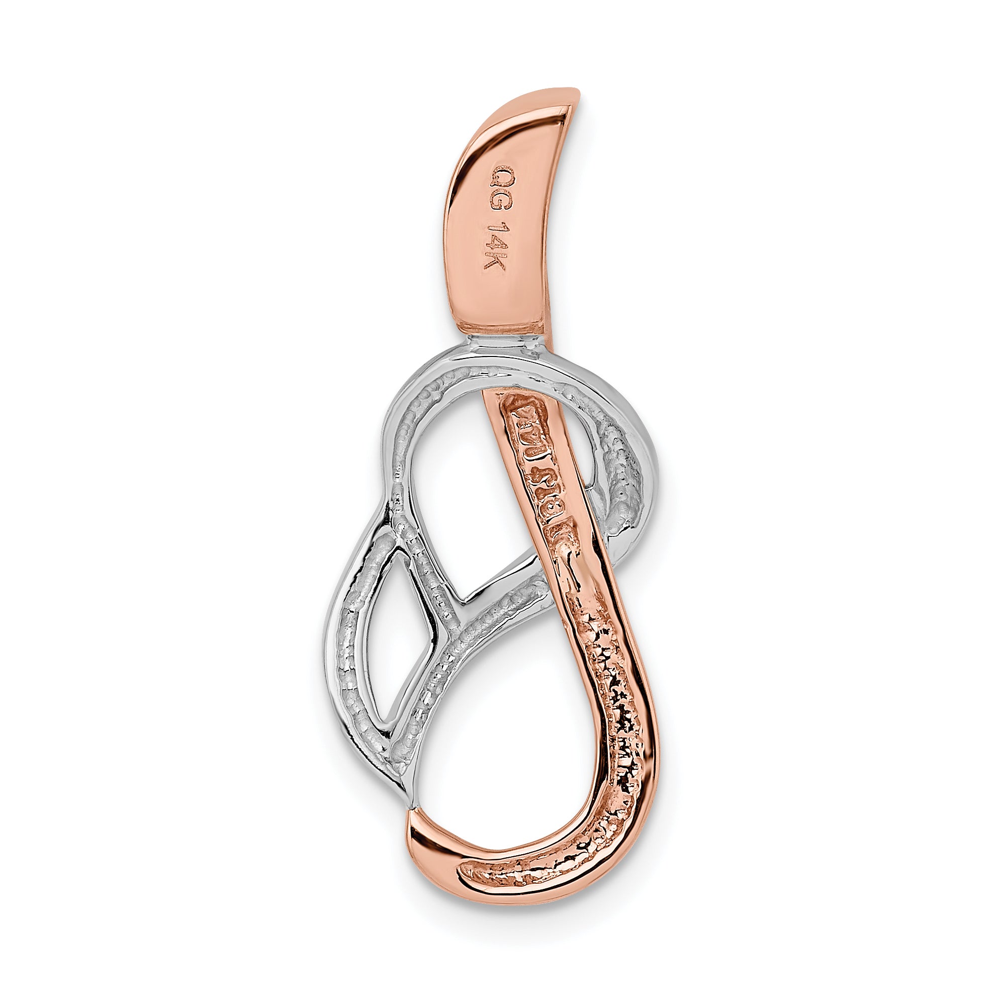 14K White and Rose Gold Fits up to 4mm, 6mm Reversible Omega Slide