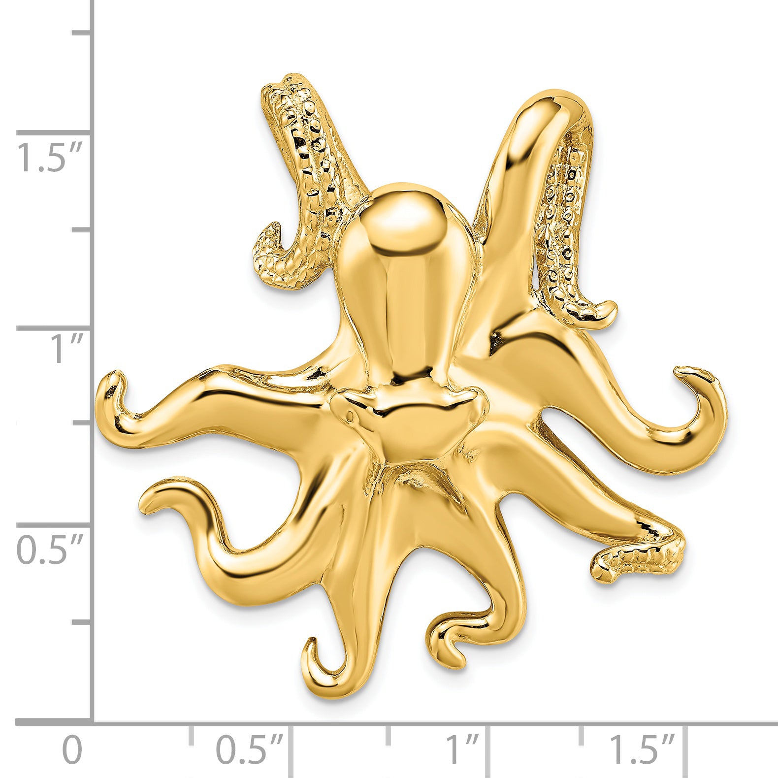 14K Polished and Textured Octopus Slide