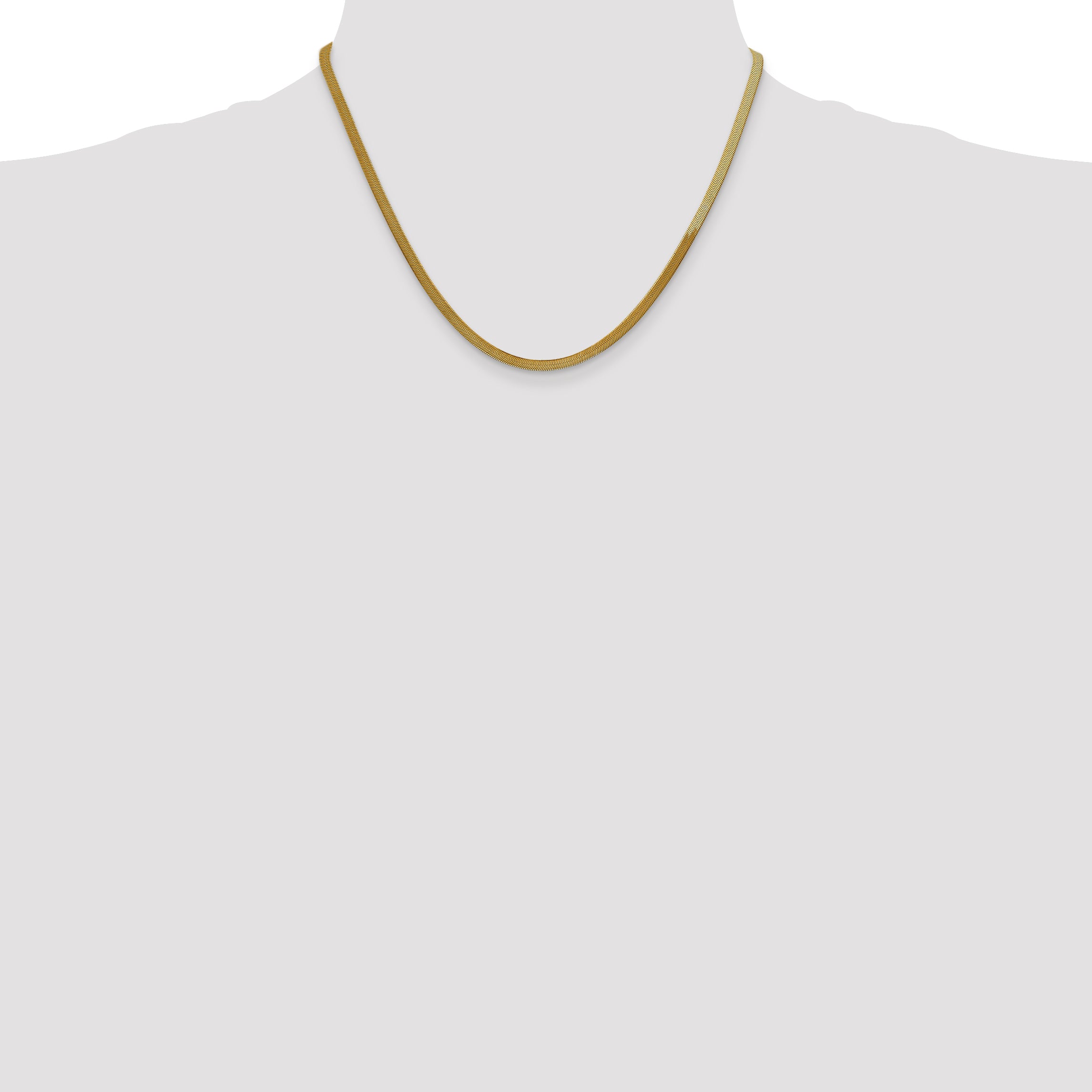 14K 16 inch 3mm Silky Herringbone with Lobster Clasp Chain