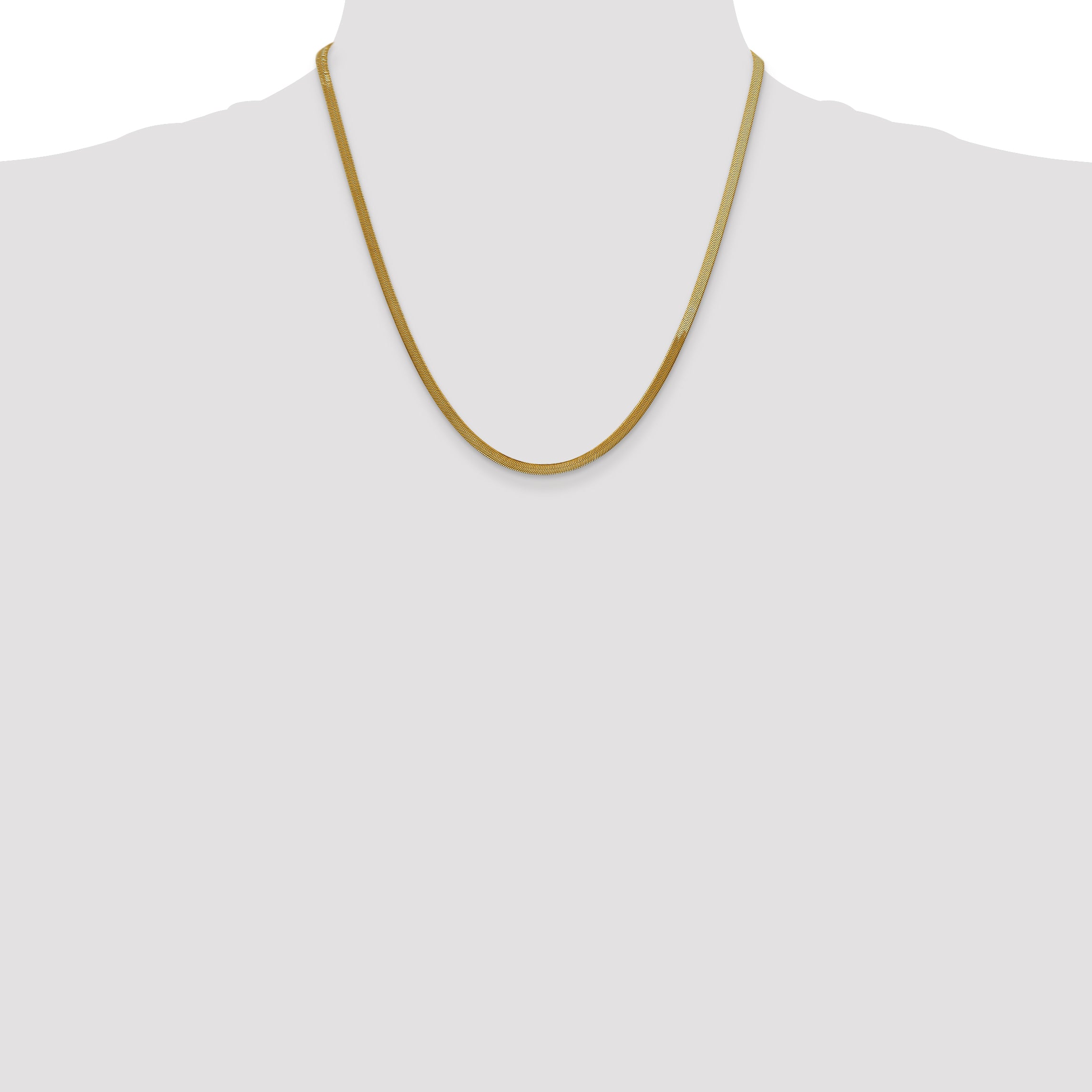 14K 16 inch 3mm Silky Herringbone with Lobster Clasp Chain