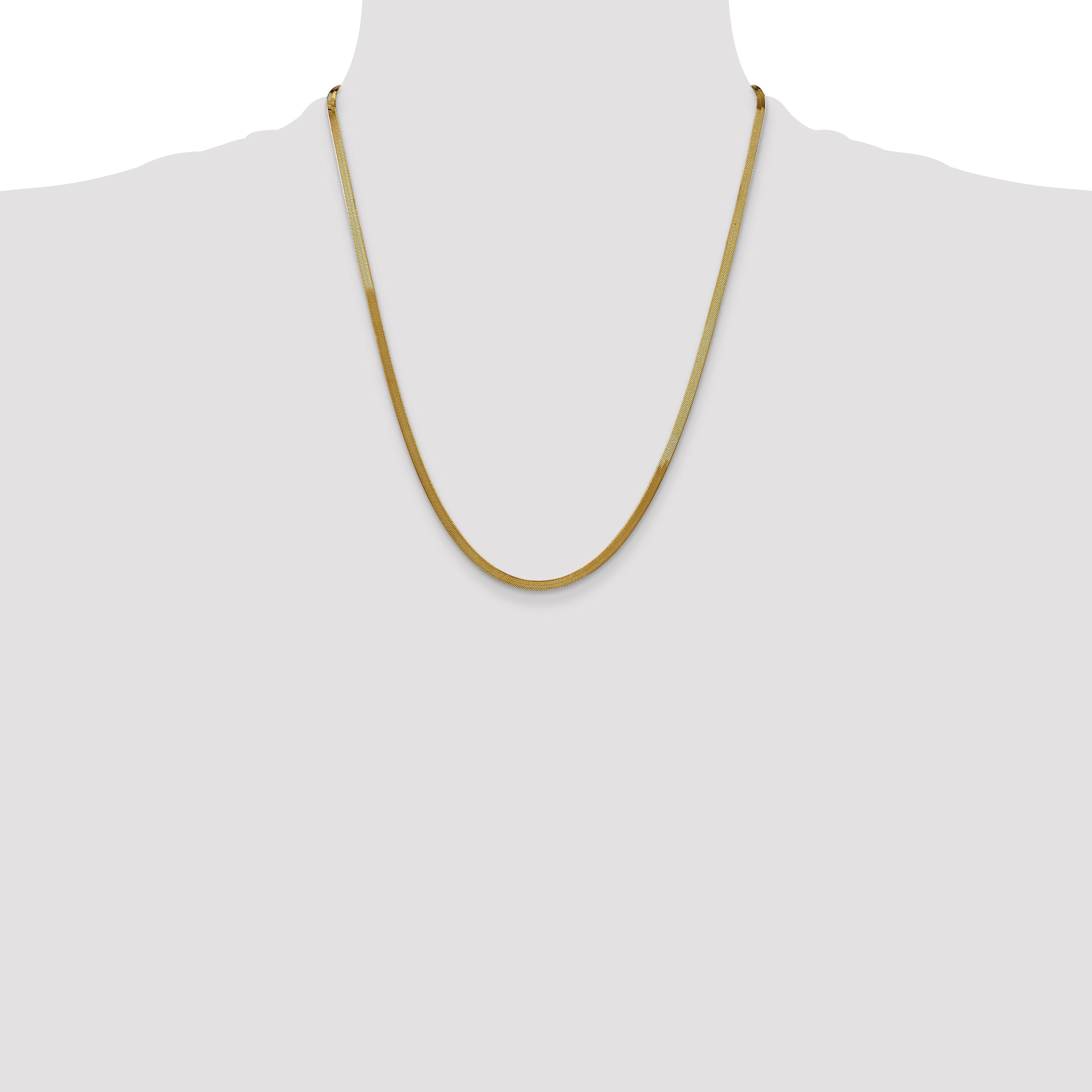 14K 16 inch 3mm Silky Herringbone with Lobster Clasp Chain