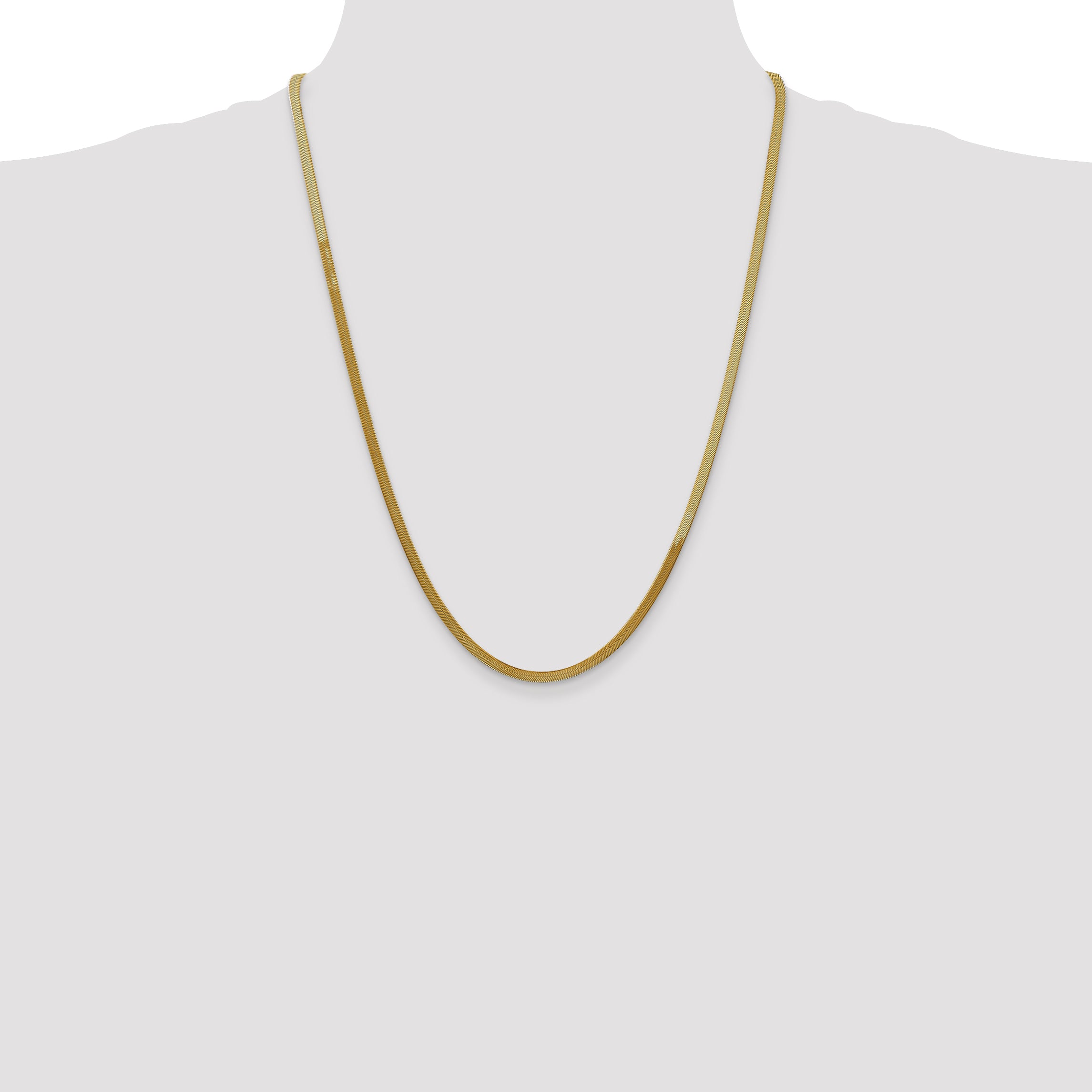 14K 16 inch 3mm Silky Herringbone with Lobster Clasp Chain