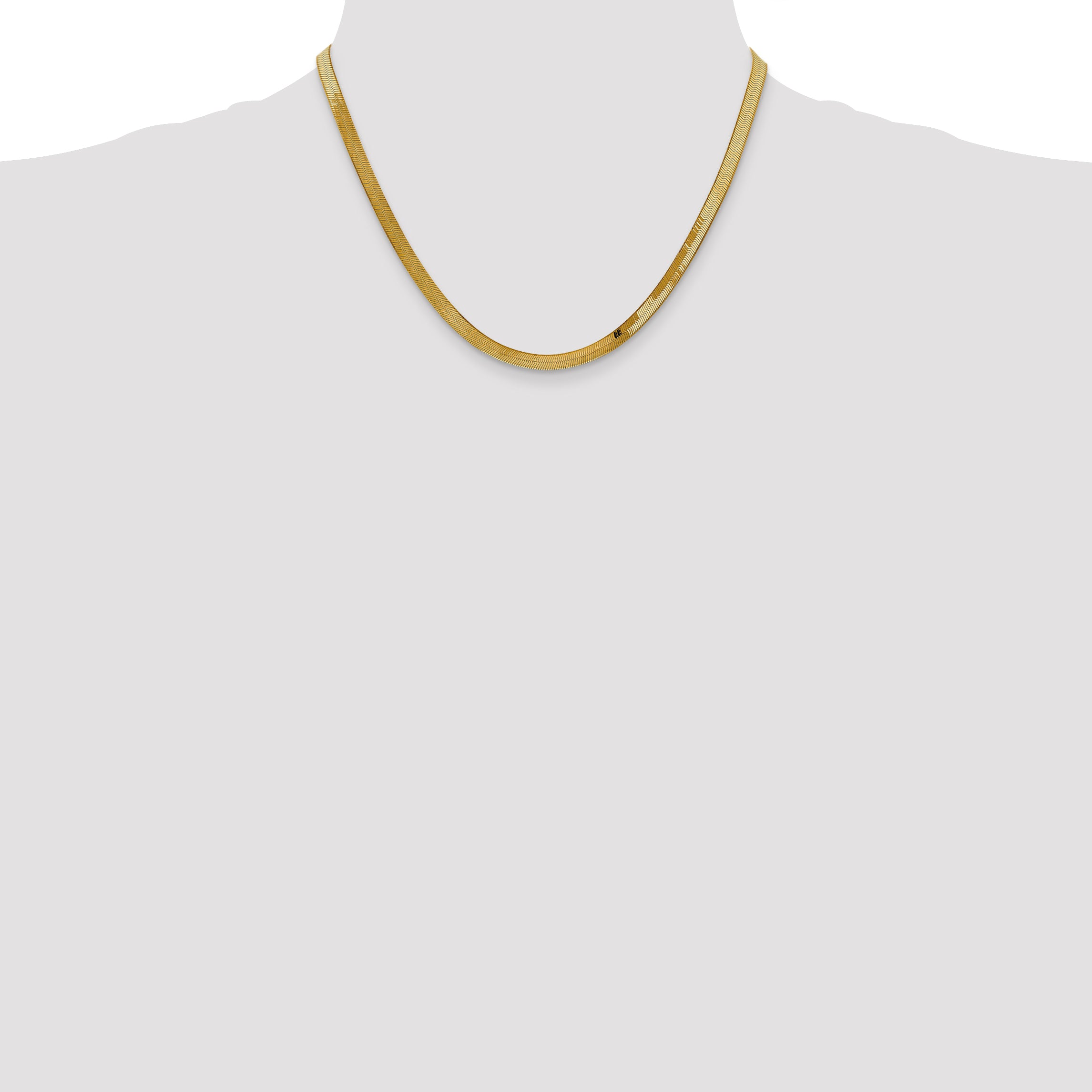 14K 16 inch 4mm Silky Herringbone with Lobster Clasp Chain