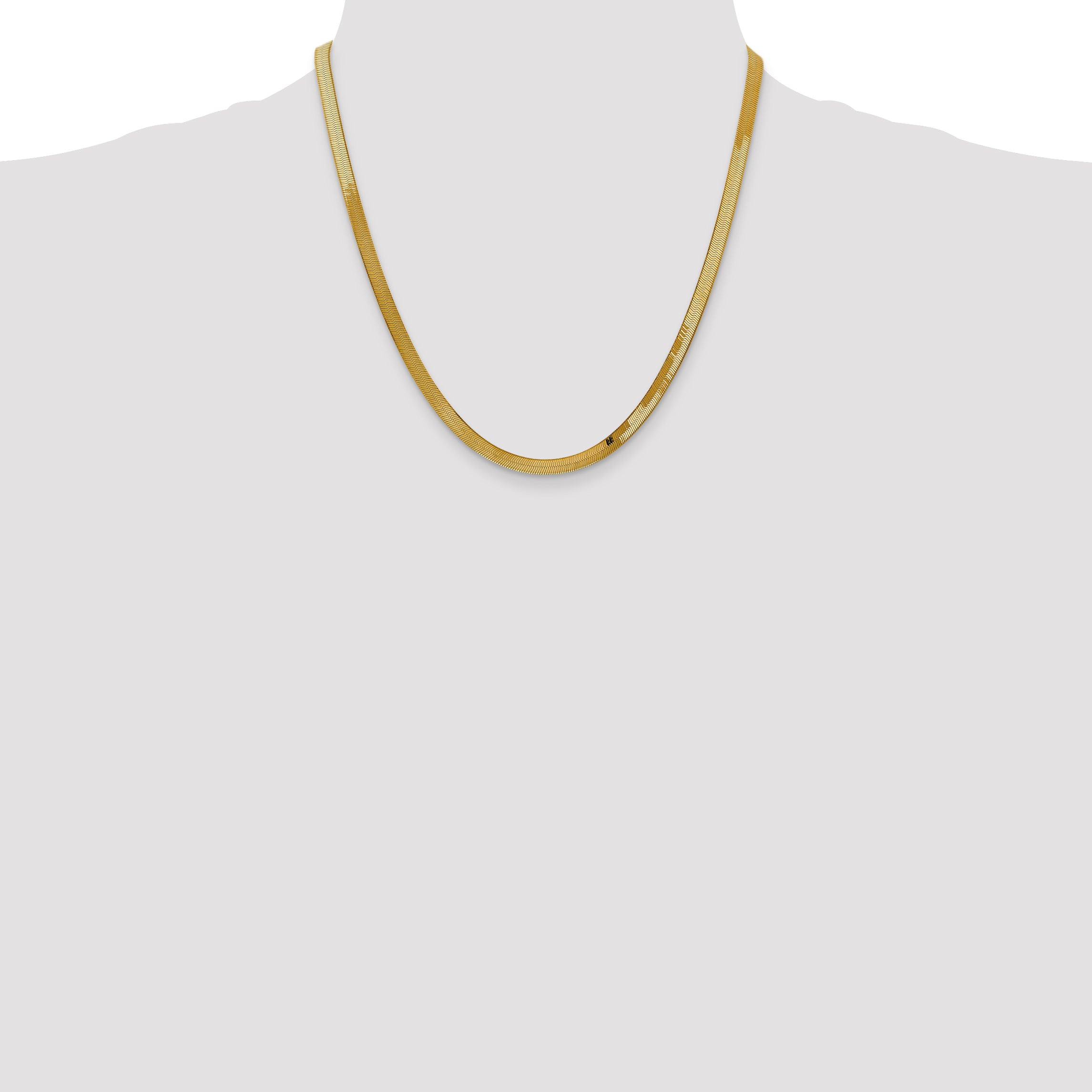 14K 16 inch 4mm Silky Herringbone with Lobster Clasp Chain