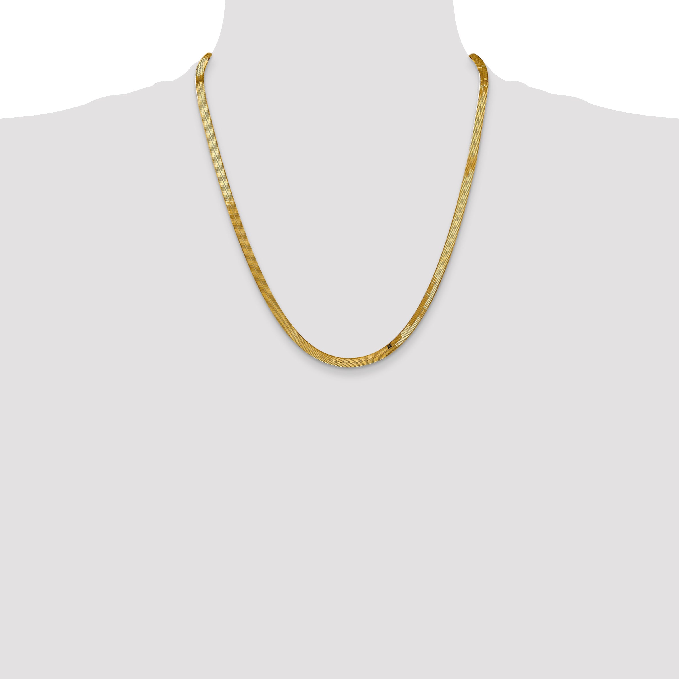 14K 16 inch 4mm Silky Herringbone with Lobster Clasp Chain