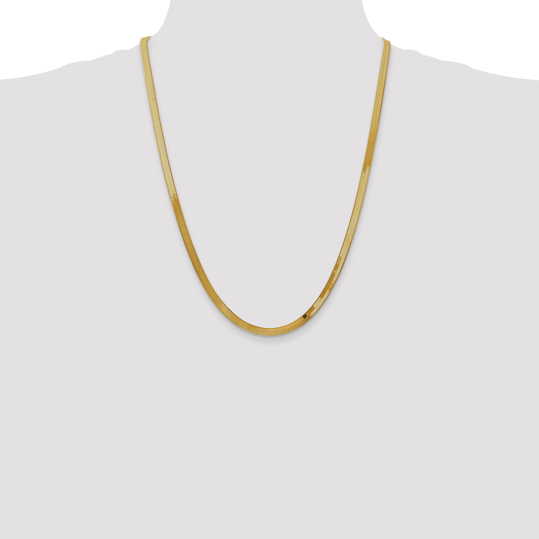 14K 16 inch 4mm Silky Herringbone with Lobster Clasp Chain