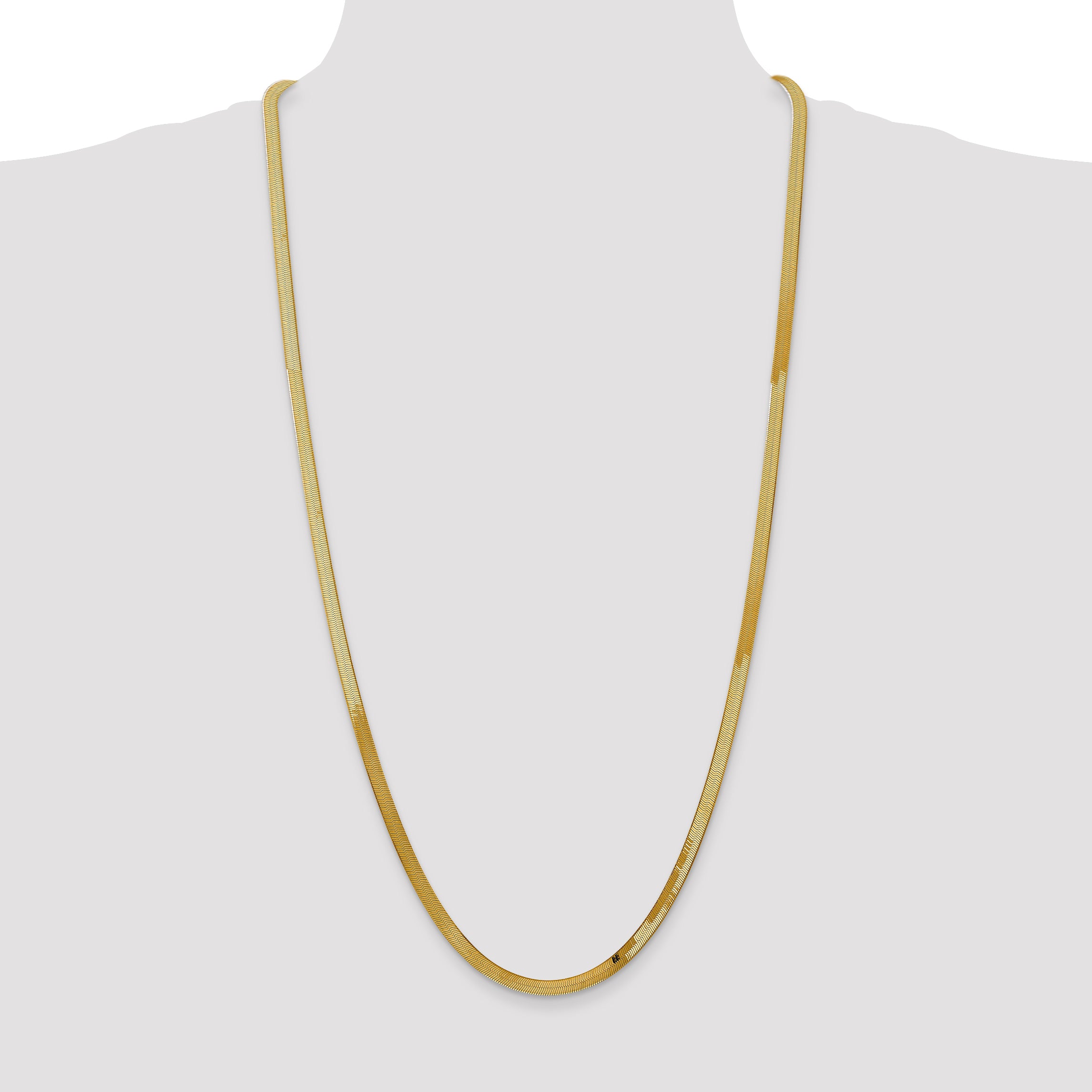 14K 16 inch 4mm Silky Herringbone with Lobster Clasp Chain