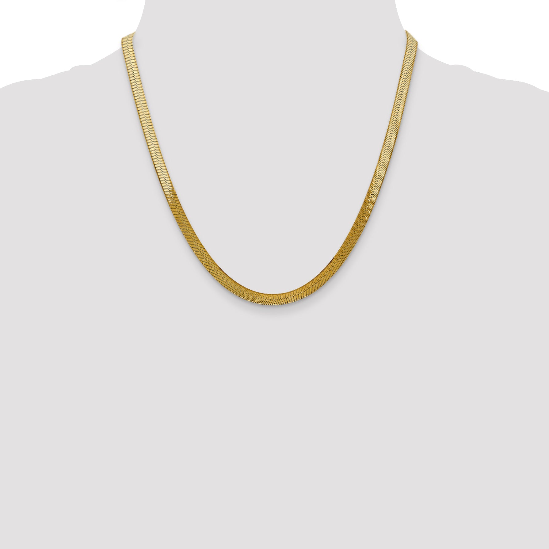 14K 16 inch 5mm Silky Herringbone with Lobster Clasp Chain