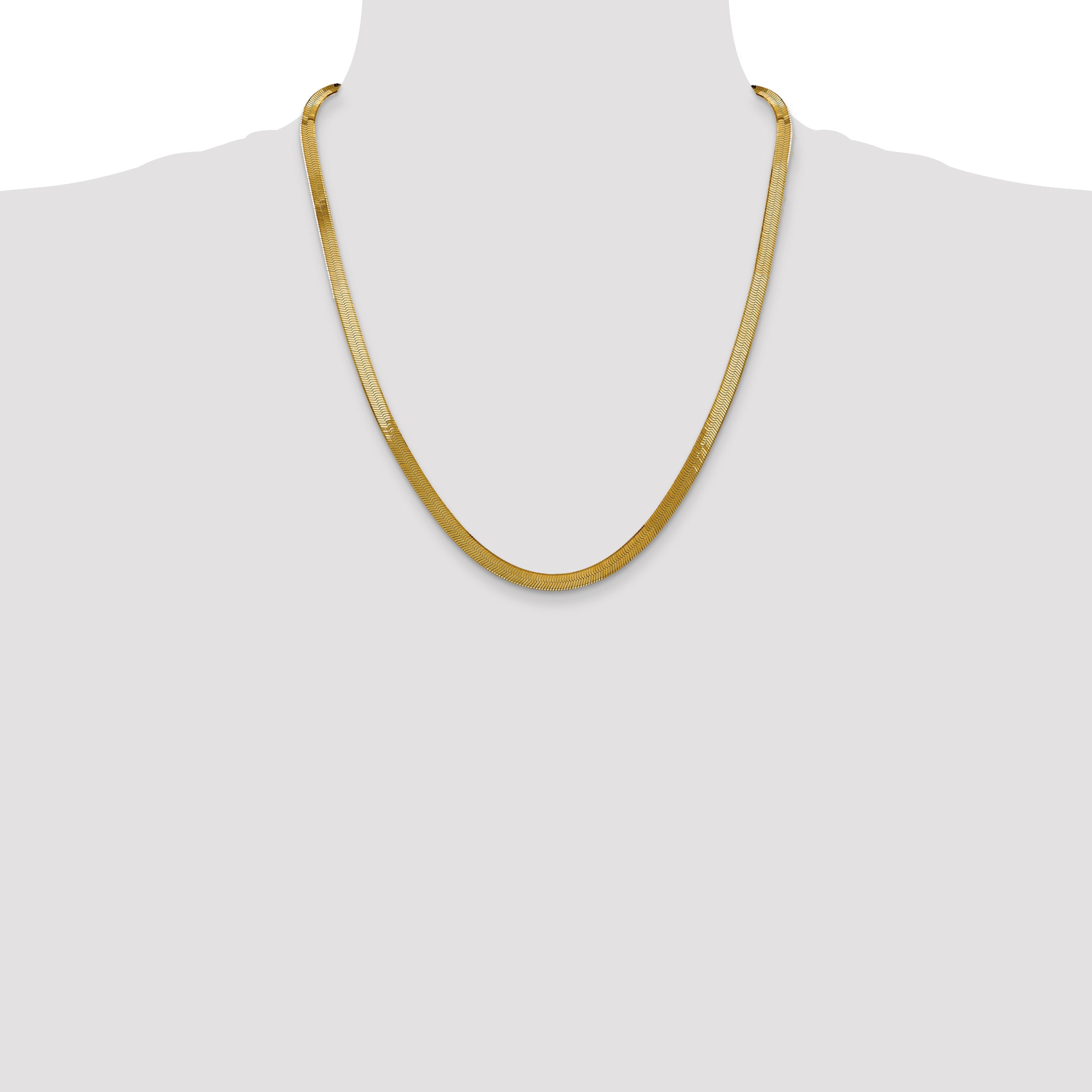 14K 16 inch 5mm Silky Herringbone with Lobster Clasp Chain