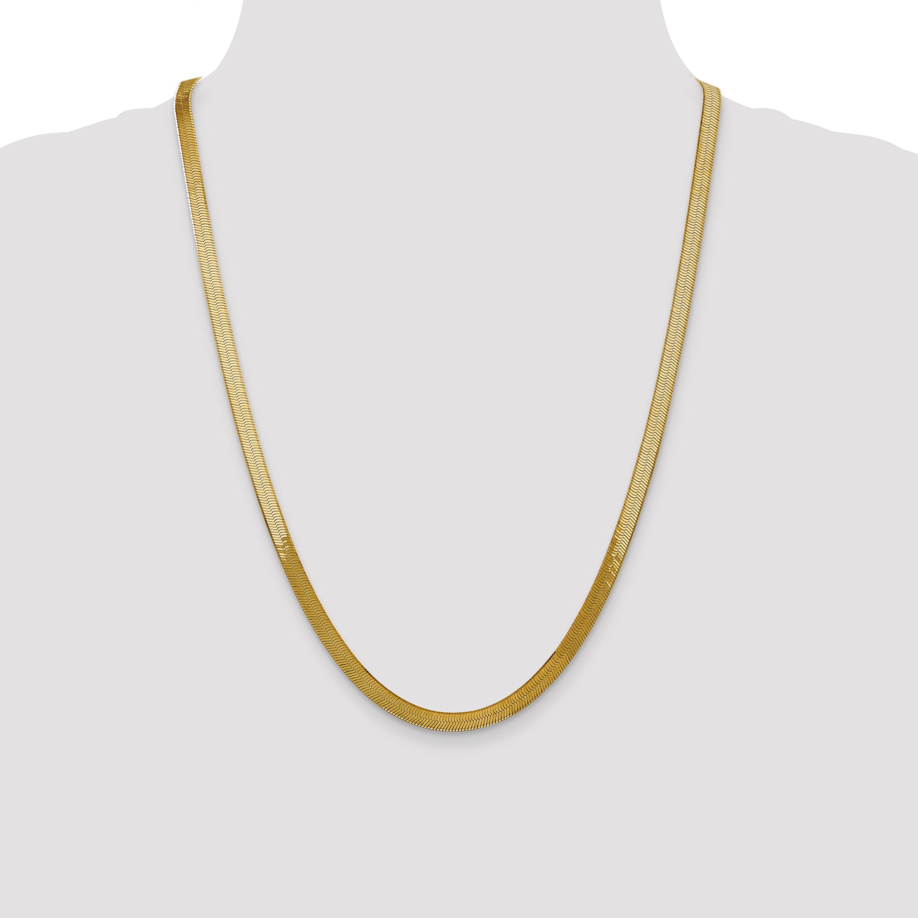 14K 16 inch 5mm Silky Herringbone with Lobster Clasp Chain