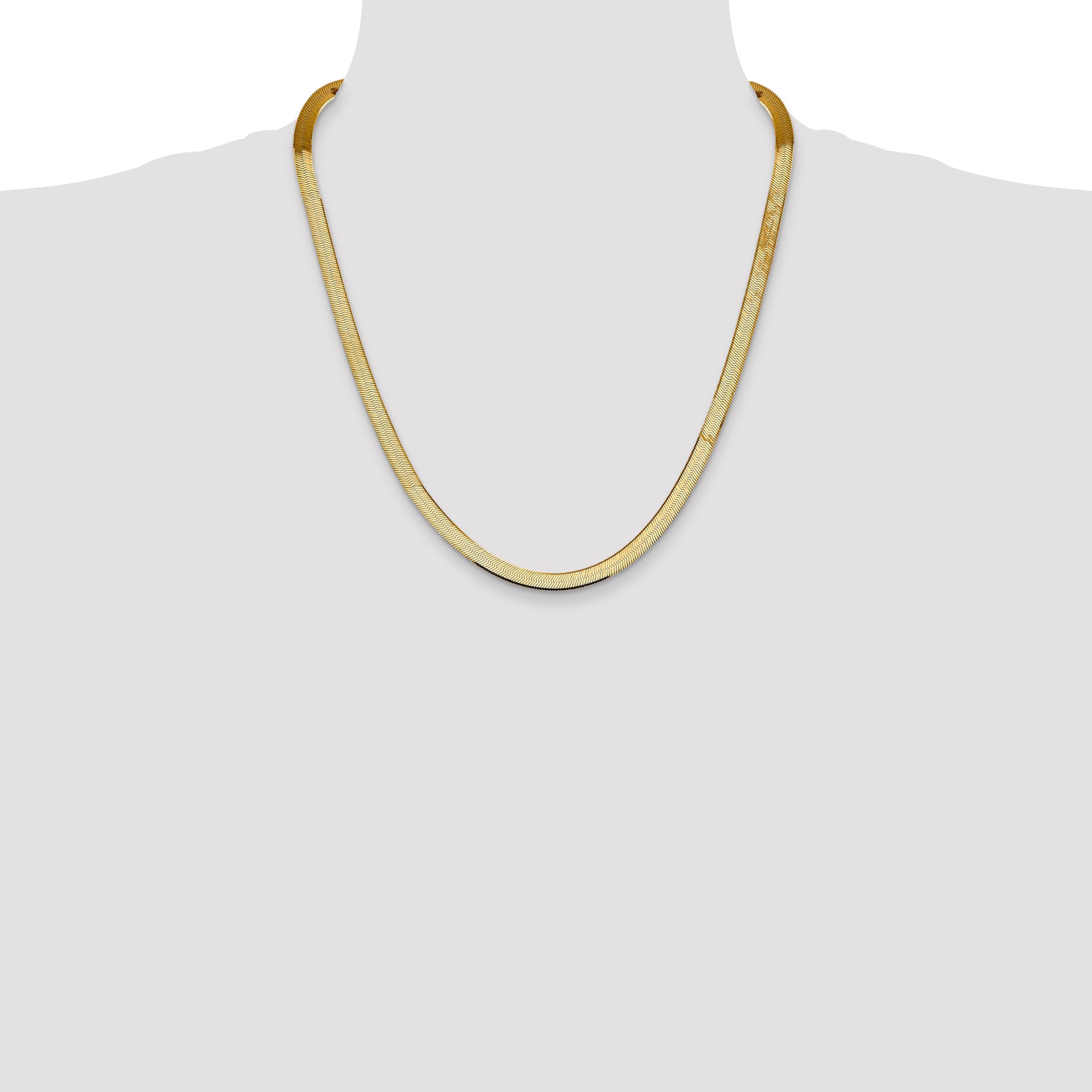 14K 16 inch 5.5mm Silky Herringbone with Lobster Clasp Chain