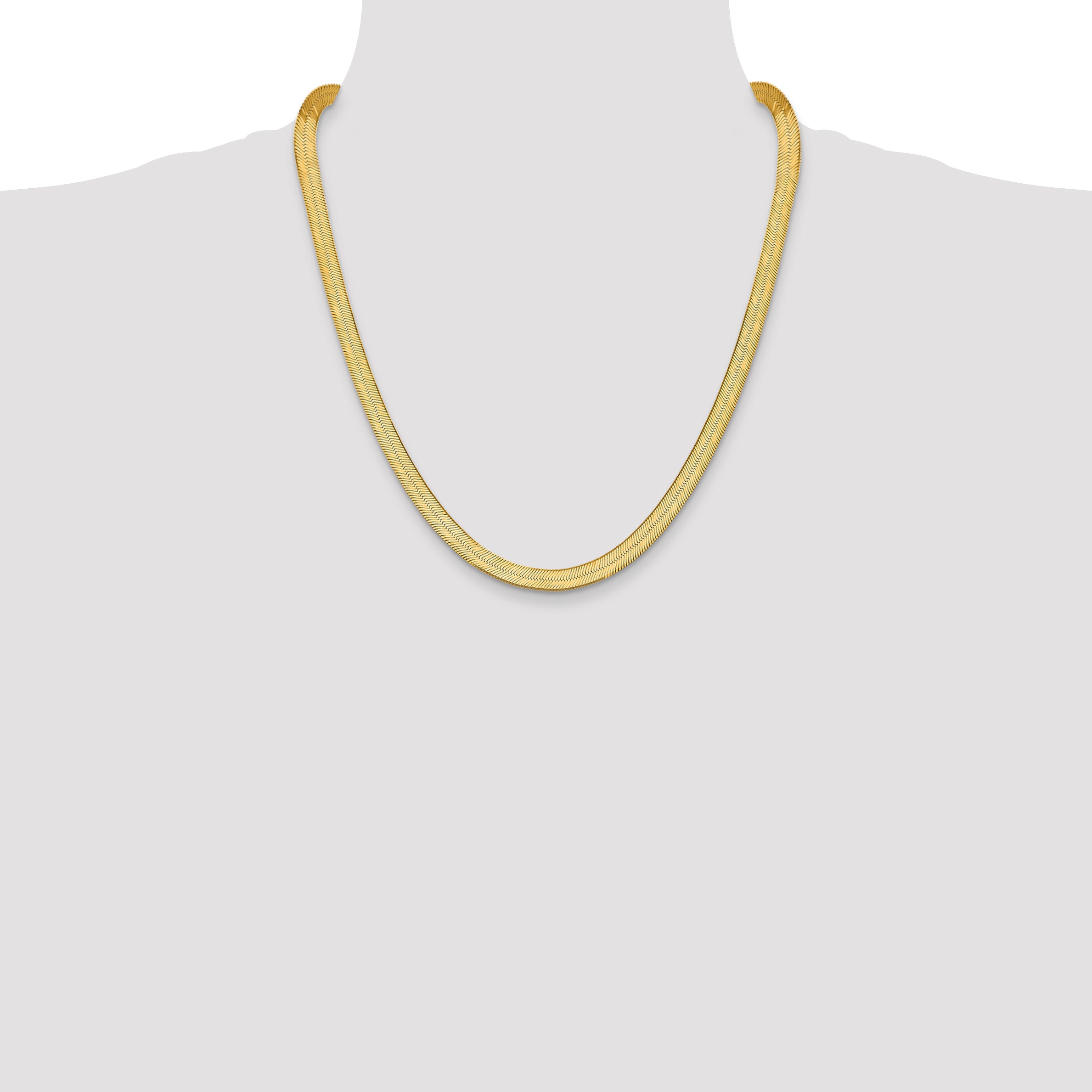 14K 16 inch 6.5mm Silky Herringbone with Lobster Clasp Chain