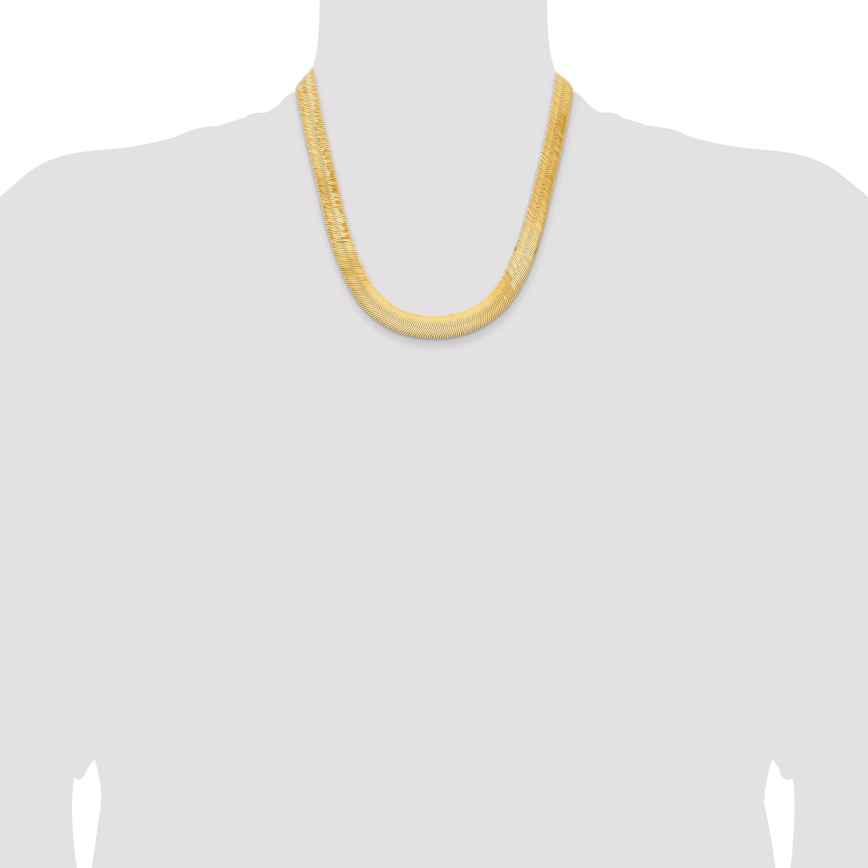 14K 18 inch 10mm Silky Herringbone with Lobster Clasp Chain