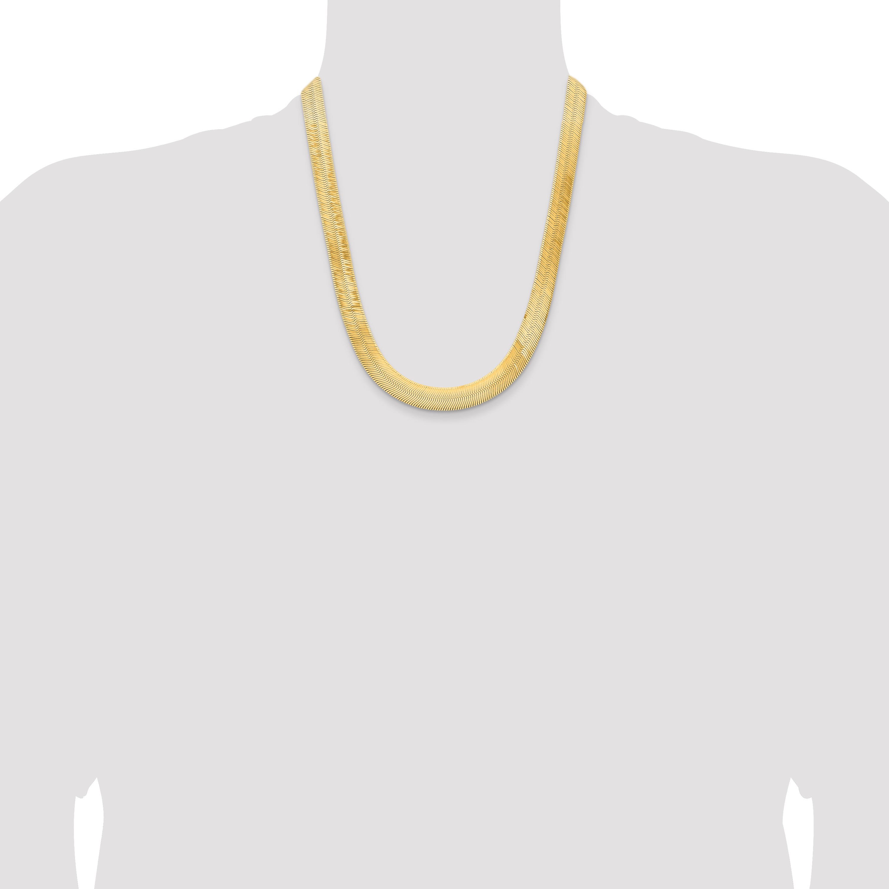 14K 18 inch 10mm Silky Herringbone with Lobster Clasp Chain