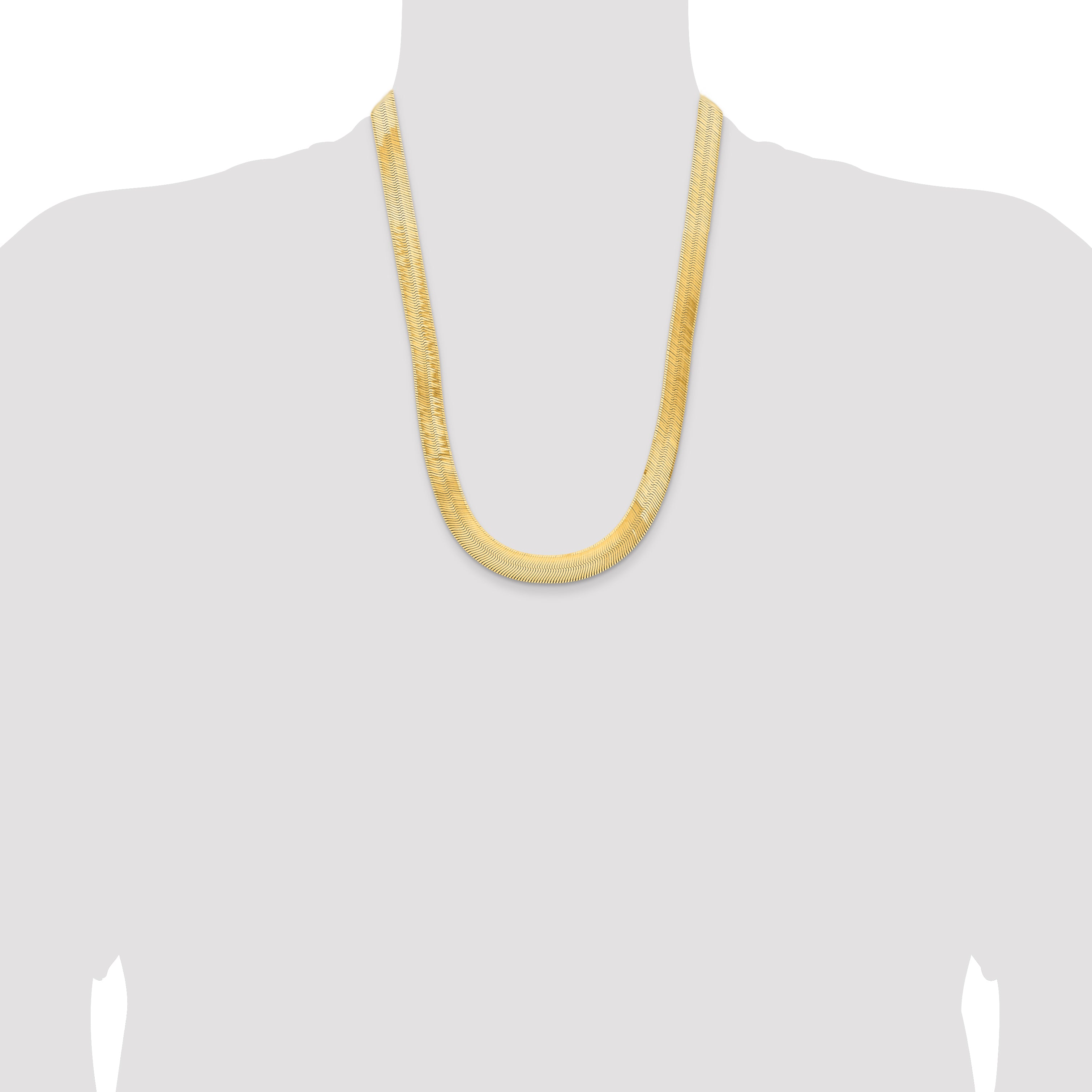 14K 18 inch 10mm Silky Herringbone with Lobster Clasp Chain