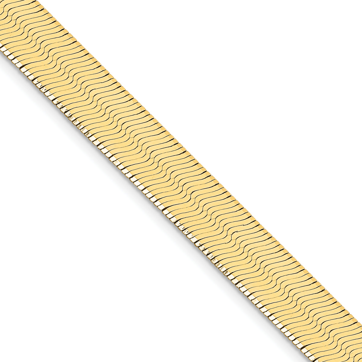 14K 24 inch 10mm Silky Herringbone with Lobster Clasp Chain