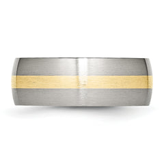 Stainless Steel with 14k Gold Inlay Brushed 8mm Band