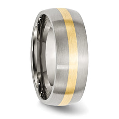 Stainless Steel with 14k Gold Inlay Brushed 8mm Band