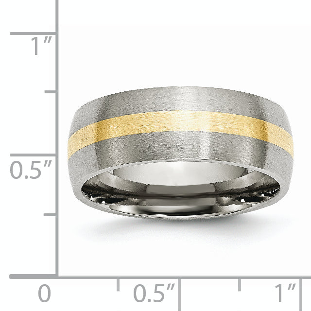 Stainless Steel with 14k Gold Inlay Brushed 8mm Band