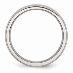 Stainless Steel Flat Beveled Edge 6mm Brushed and Polished Band