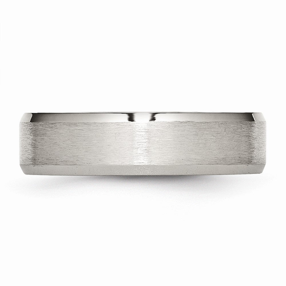 Stainless Steel Flat Beveled Edge 6mm Brushed and Polished Band