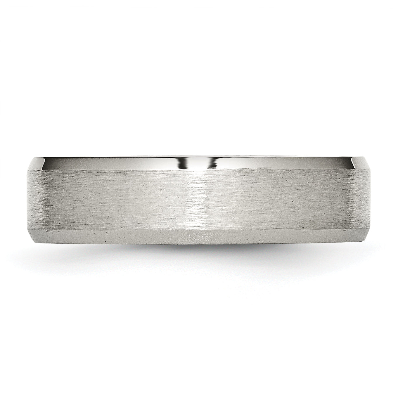 Stainless Steel Brushed and Polished 6mm Flat Beveled Edge Band