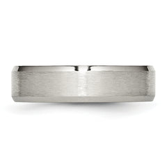 Stainless Steel Brushed and Polished 6mm Flat Beveled Edge Band