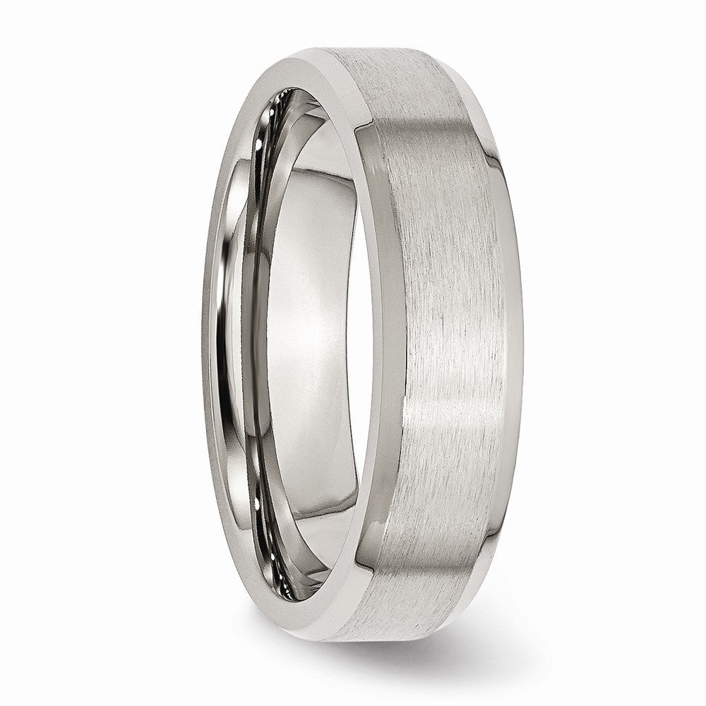 Stainless Steel Flat Beveled Edge 6mm Brushed and Polished Band