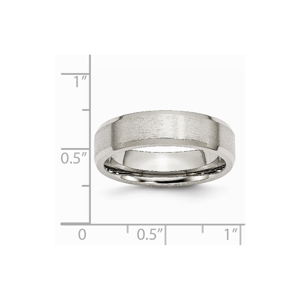 Stainless Steel Flat Beveled Edge 6mm Brushed and Polished Band