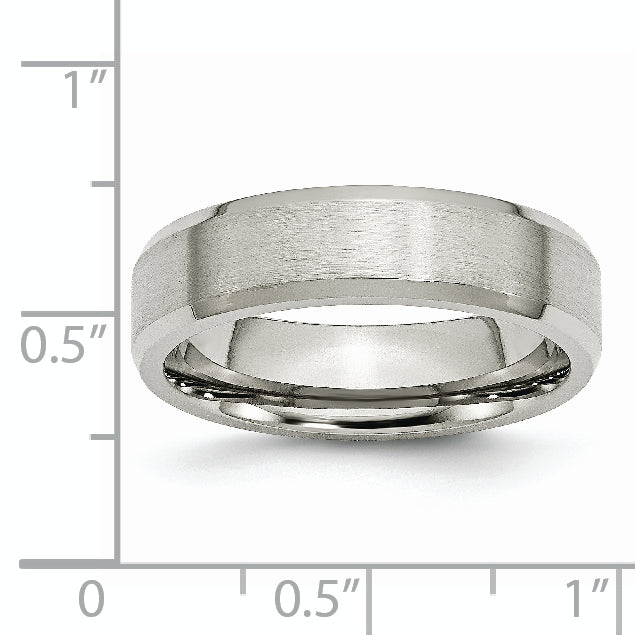 Stainless Steel Brushed and Polished 6mm Flat Beveled Edge Band