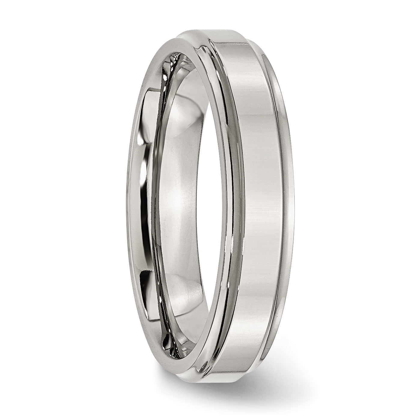 Stainless Steel Polished 5mm Ridged Edge Band