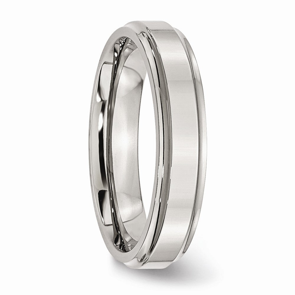 Stainless Steel Ridged-Edge 5mm Polished Band